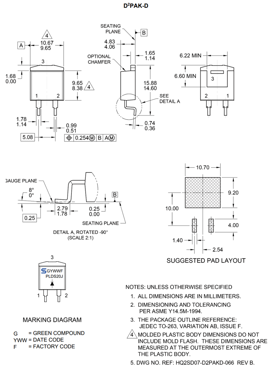 Mechanical Drawing - Taiwan Semiconductor PLDS20J & PLDS20JH Rectifiers